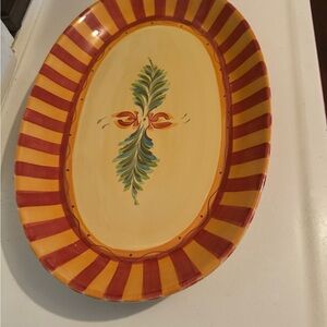 Southern Living Striped Oval Ceramic Platter by Gail Pittman 15 x 9